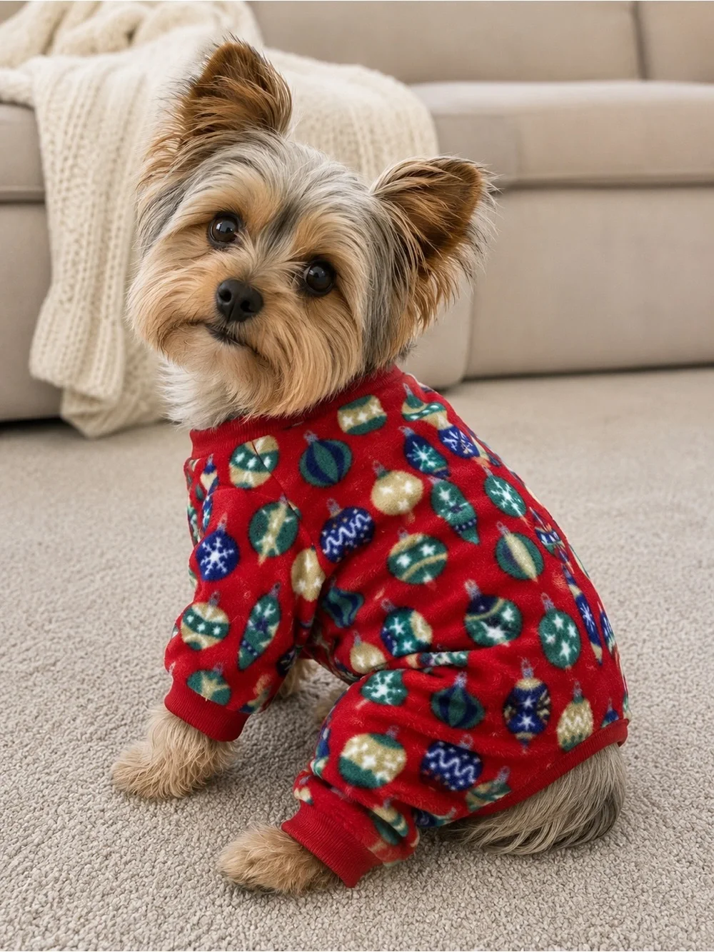 NWT Small breed dog red Christmas ornament pyjamas size medium